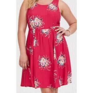 Torrid Challis fabric floral print mini dress back keyhole & tie back closure